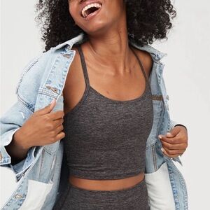 Offline By Aerie Heather Gray Hugger Longline Racerback Sports Bra Size Small